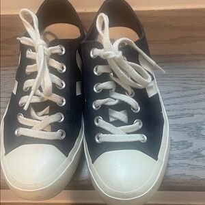 Veja Black and White Lace-Up Sneakers